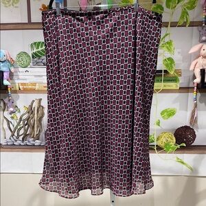 East 5th Black and Pink A-Line Midi Skirt waist is 20 and length is 31